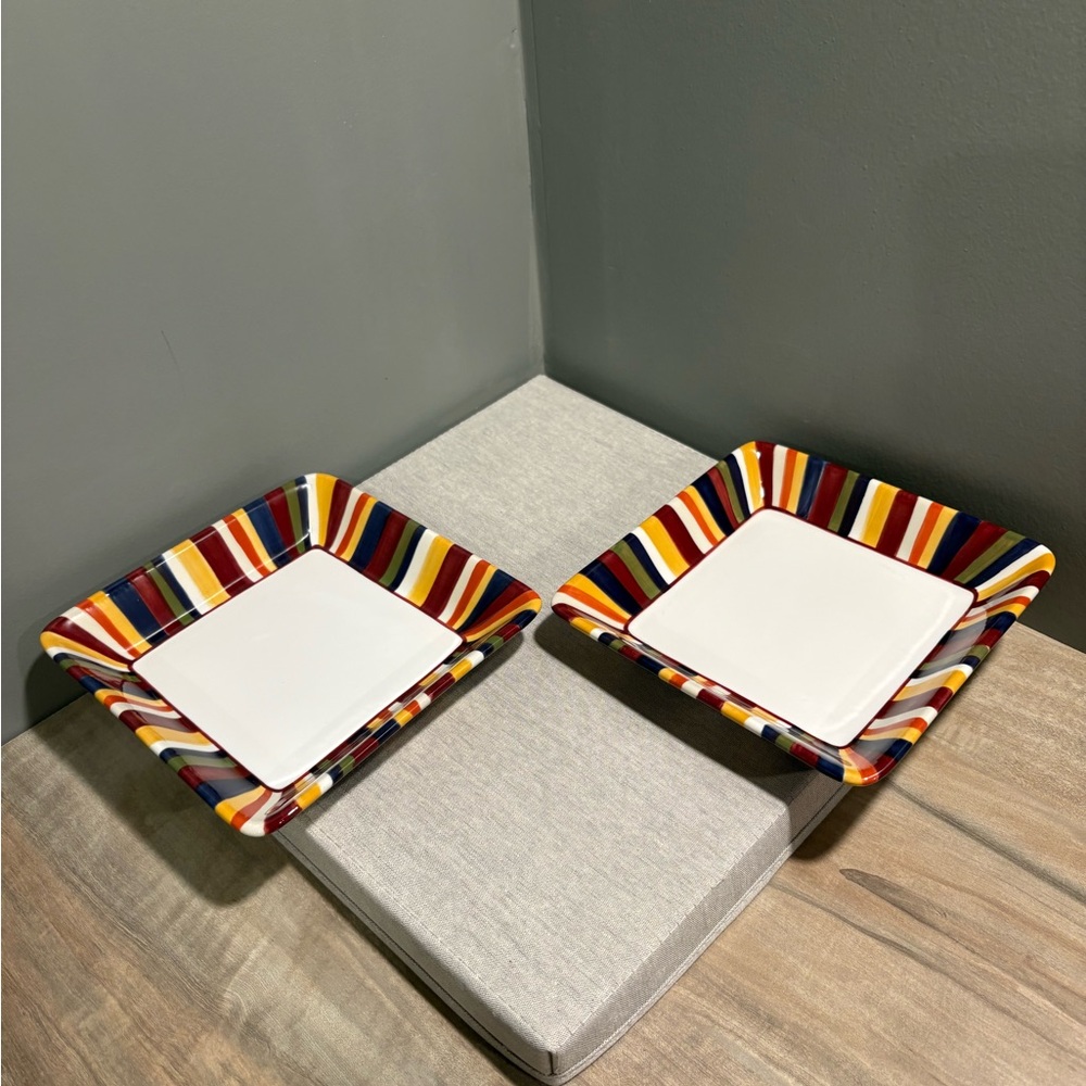 Pampered Chef Striped Square Plates